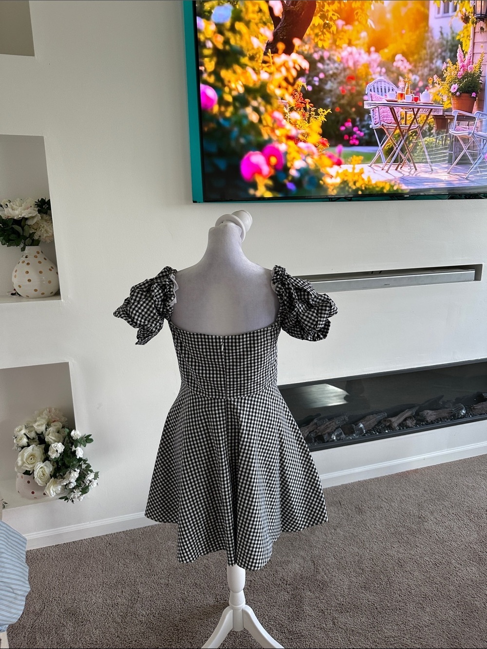 Amanda Uprichard Black and White Gingham Mini Dress - Picture 5 of 9